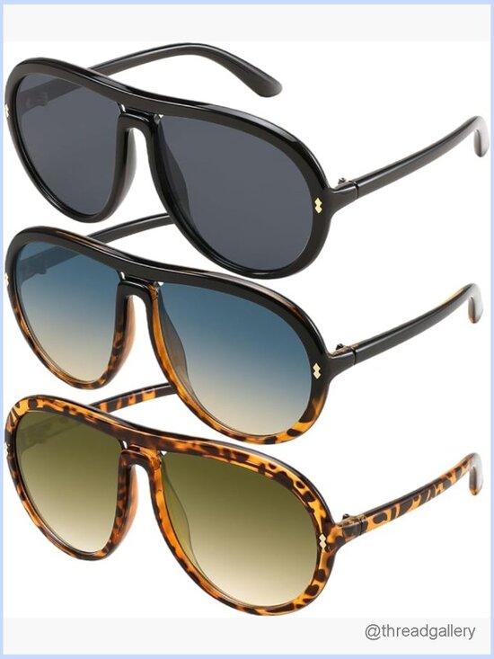 Oversized Vintage Aviator Sunglasses Retro Round Unisex UV Protection